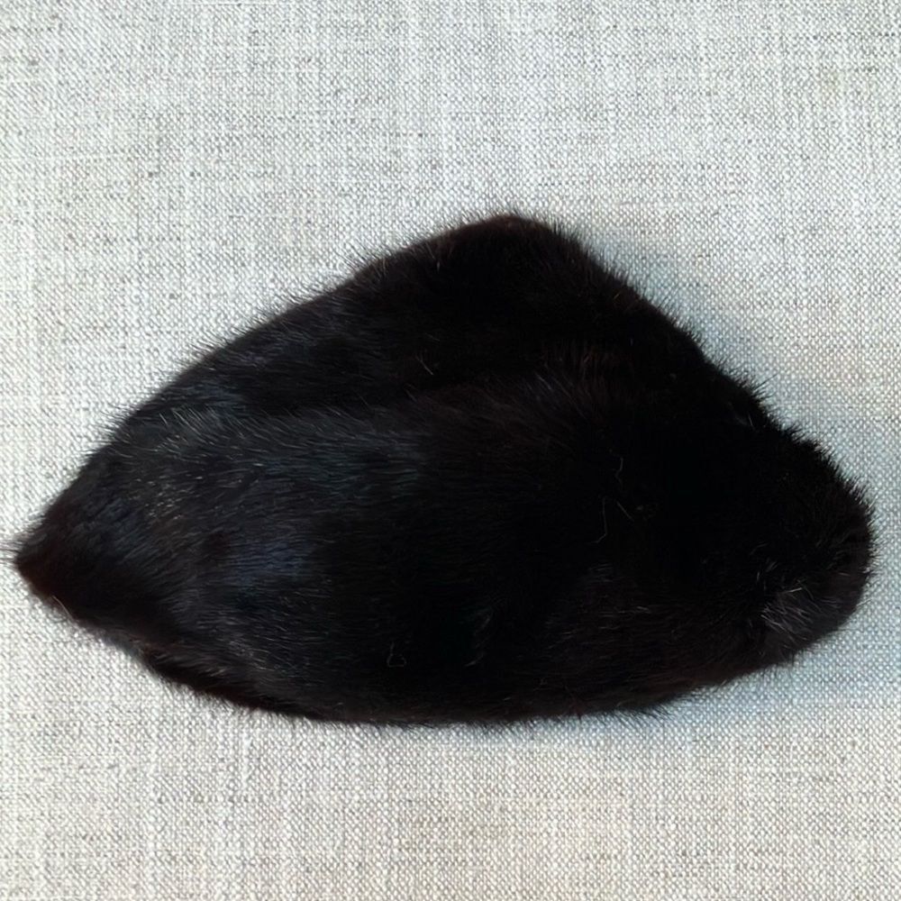 Vintage Black Real Fur Hat